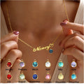 Personalized Stainless Steel Nameplate Necklace with Birthstone Customizable Letter Shape Link Chain for Wedding or Party