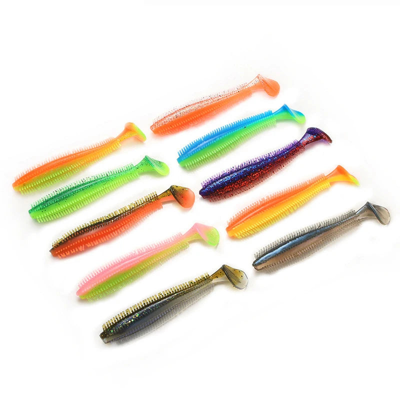 New OEM 9CM 4G 12CM 9G 10 Colors T Tail PVC Fishy Lifelike Fish Artificial Silicon Soft Fishing Lure  Worm Bait Plastic Swimbait