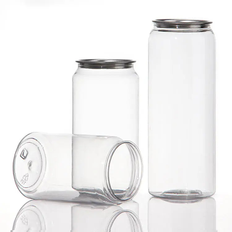 Premium Materials Plastic Can  Custom Little Clear Plastic Bottles With Aluminum Easy Seal Easy Open Lid