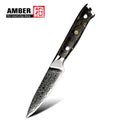 Amber Vg10 67 Layers Fruit Paring Peeling Knife OEM Damascus Knife Carbon Fiber Handle