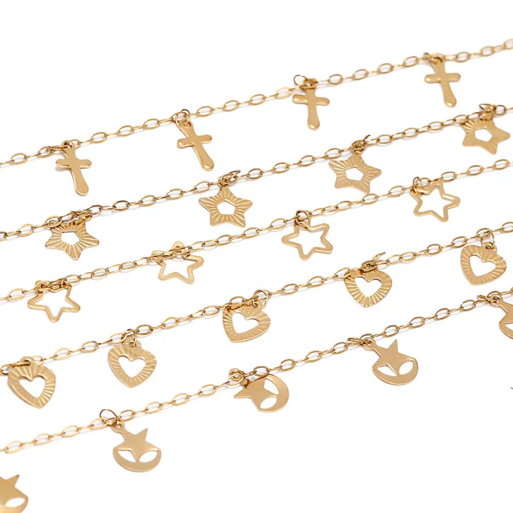 1 Meter Moon Cross Handmade Chains for DIY Jewelry Making Necklace Anklets Accessories Bracelet Supplies Crafts