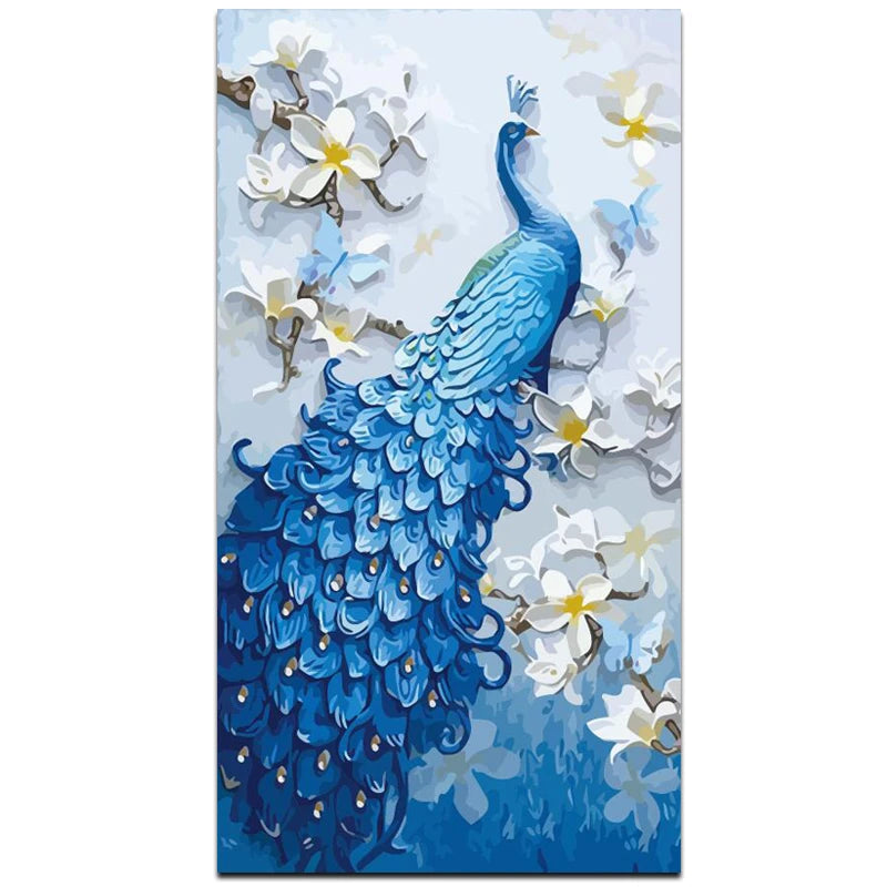 Chenistory DZDP825 Peacock Diamond Painting Full Square Drill Resin Mosaic Art Canvas Base Oil Decorative Cuadros Animal