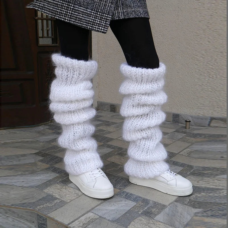 Wholesale Winter Harajuku Knitted Slouchy Plus Size Stacked Knee Leg Warmers Socks for Women