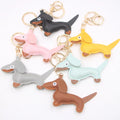 Fashion Dachshund Dog Pu Leather Keychain Cartoon Dog Animal Jewelry Bag Charm Pendant Car Keyring Luxury KeyChain for Women