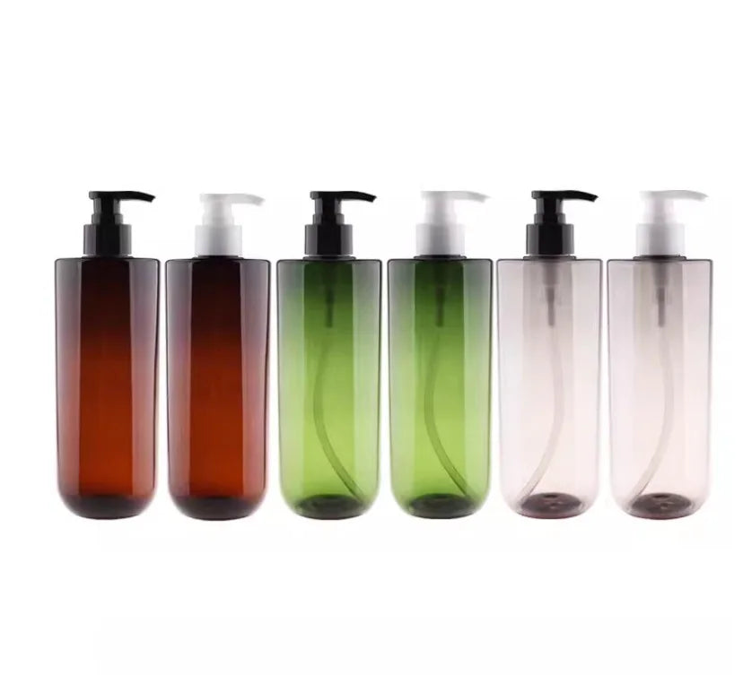 300ml 500ml Green Recycled Plastic PET Shampoo Container Hair Oil Bottle Hand Soap Plastic Bottle with Lotion Pump