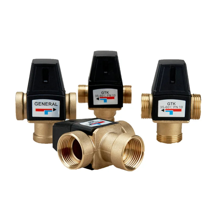 DN20 Brass 3-Way Thermostatic Mixing Valve Male Thread Small Floor Heating Electric Power Regulation Safety Structure-General