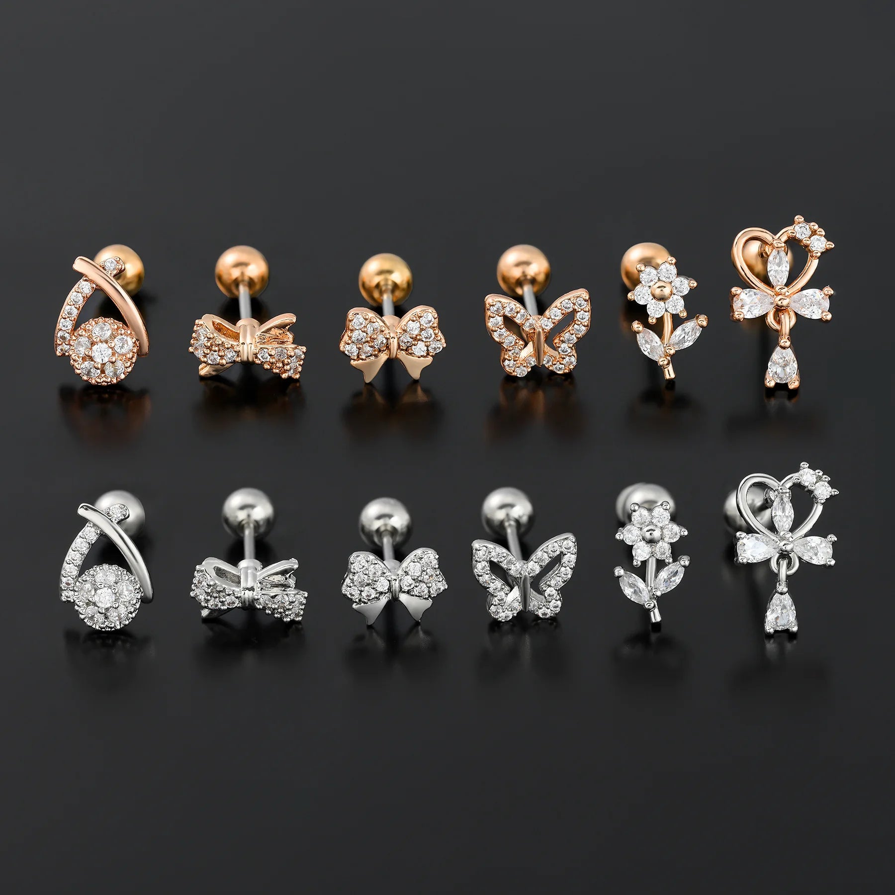 Trendy 3A Zircon Stud Earrings Classic Piercing Jewelry for Men and Women Shiny Crystal Ear Accessories Perfect Gift Choice