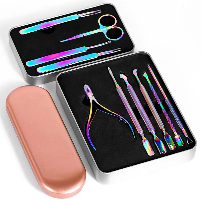 Professional Precision Nail Tool Set High-End Kit with Tweezers Scissors Nipper & Cuticle Pusher Custom logo Stickers Packaging