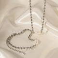 Classic Daily Wear Freshwater Pearl Jewelry Silver Color Stainless Steel Beads Chain Necklace and Bracelet Set for Women
