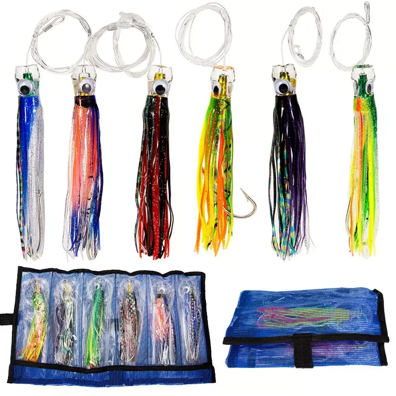 6" Big Game Squid Skirt Octopus Sea Fishing Soft Trolling Lure  Tuna Marlin Wahoo Saltwater Boat Fishing Lure