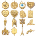 Beimai OEM DIY Pendant Female Eyes Stainless Steel Ornaments Heart Snake Charms for Jewelry Making 18k Gold Bracelet Accessories