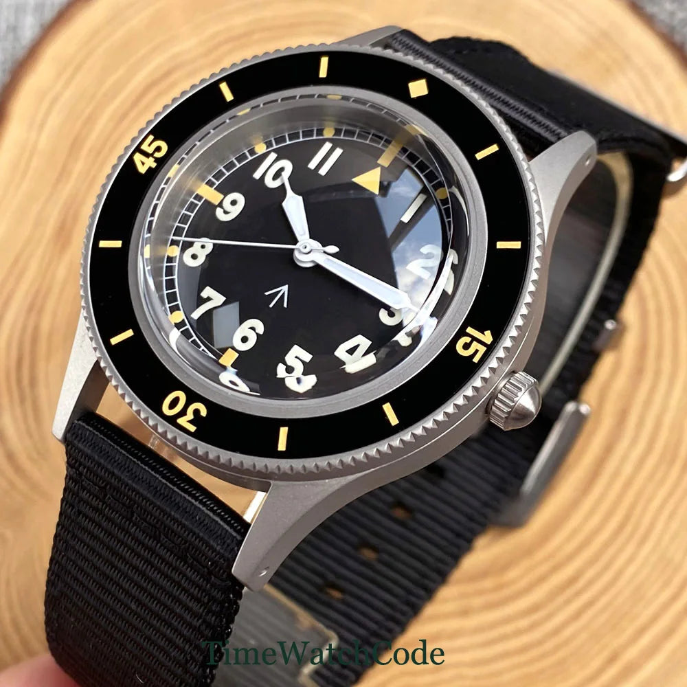 Tandorio Automatic Watch for Men Sandblasted NH35 PT5000 Movement Double Bow Domed Sapphire Crystal 200m Water Resistant 40mm