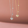 925 Sterling Silver Cubic Zirconia Pave Heart Charm Pendant Necklace - 18" Anchor Chain