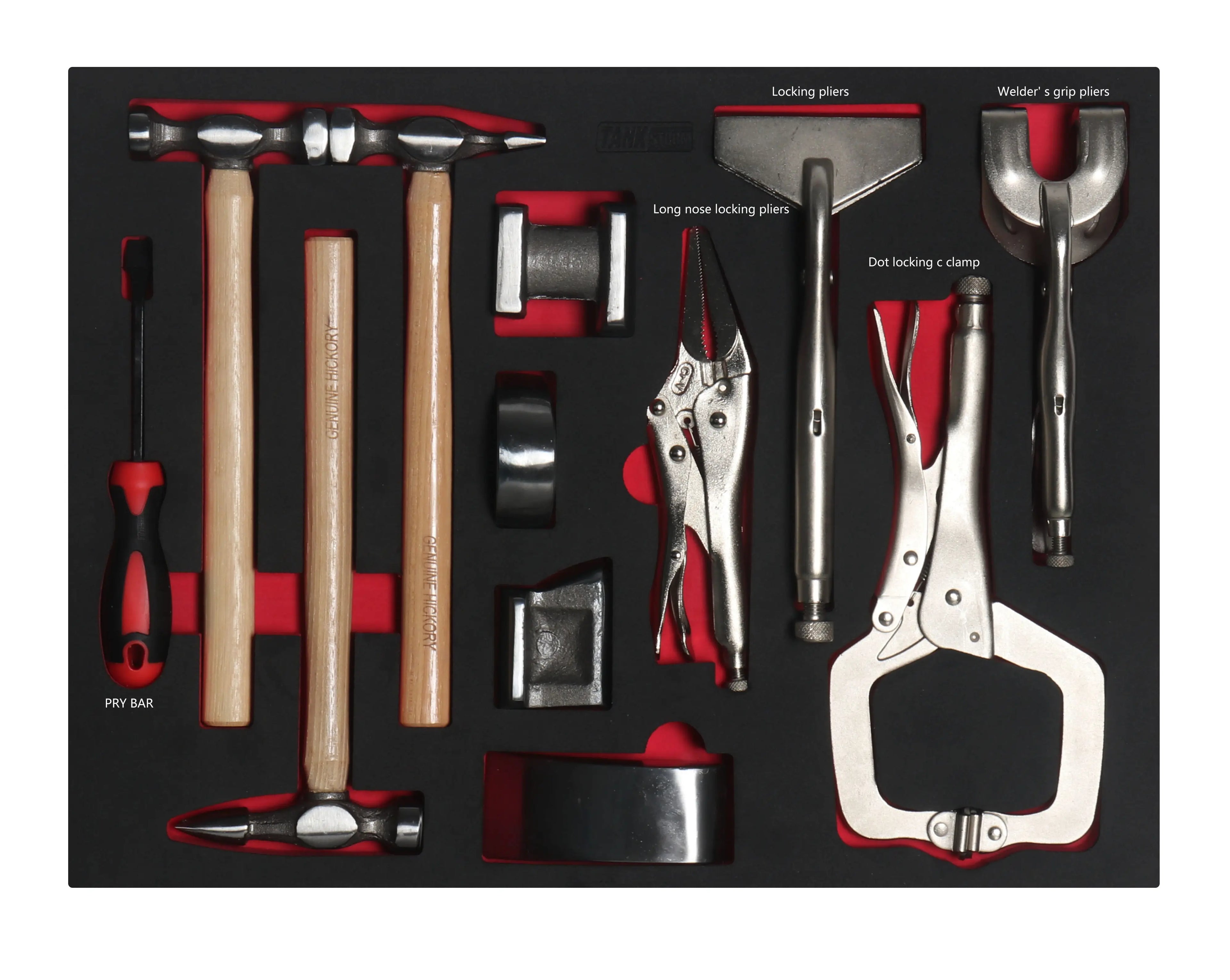 12PCS Carbon Steel Hand-Powered Tool Box Set Hammers Pliers Spanners OEM Professional Mechanics for Tool Cabinet Use