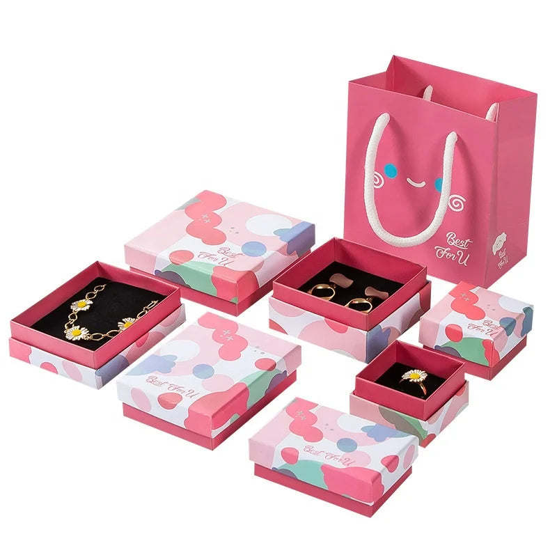 New Cute Candy Jewelry Packaging Box Printing Display Jewelry Box Earring Box Customization