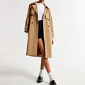Custom Wind- and Water-resistant Nylon Fabric Double-breasted Collar Side Pockets and Adjustable Tie Coat Jacket