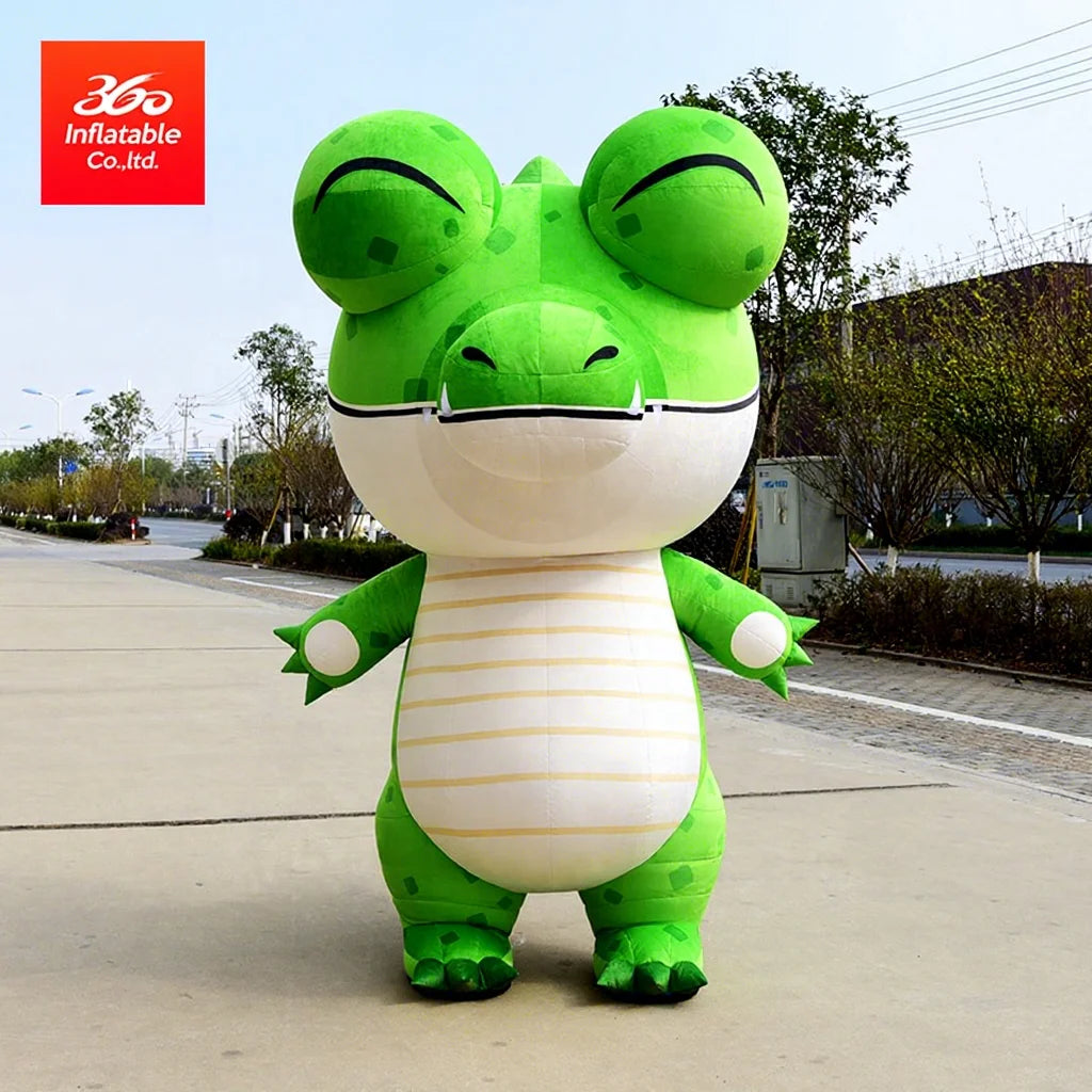 Inflatable Plush Costume Suit for Stage Exhibition Decoration Custom Inflatable Cartoon Animal crocodile Doll for Advertising