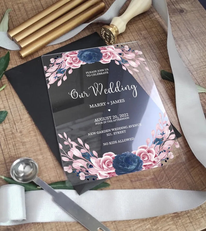 Luxury Stylish Pink Floral Flower Wedding Invitation De Carte De Mariage Covers Rsvp Cards for Party Quinceanera