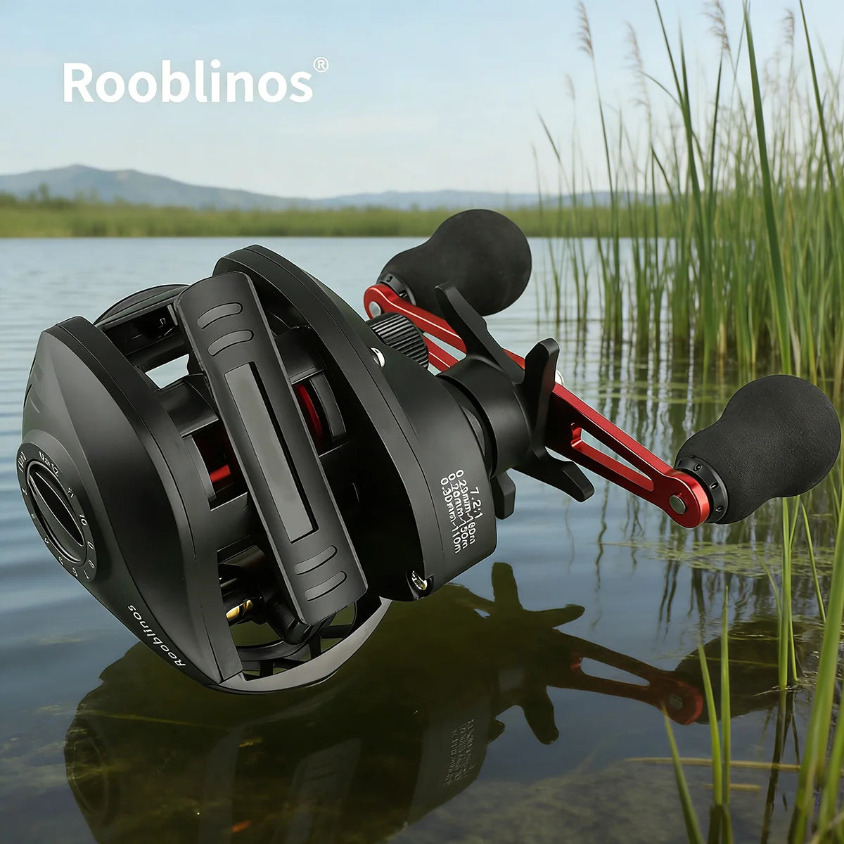 [Germany Stock] Rooblinos AC Waterdrop Baitcasting Reel 7.2:1 Gear Ratio Left Hand Anti-Reverse System Nylon Two-Speed System