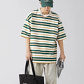 Custom Vintage Printing 180GMS Heavyweight Cotton Short Sleeve Simplicity Casual Color Contrast Striped T-shirt Unisex