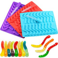 20-Cavity Snake Worm-Shaped Silicone Ice Tube Tray with Dropper for DIY Chocolate Soft Sweets Jelly Gummy Mold-Cake Tools