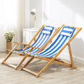 Custom Portable Folding Low Sit Sea Relax Stripe Teak Foldable Recliner Sun Outdoor Wood Leisure Beach Lounge Deck Chairs/