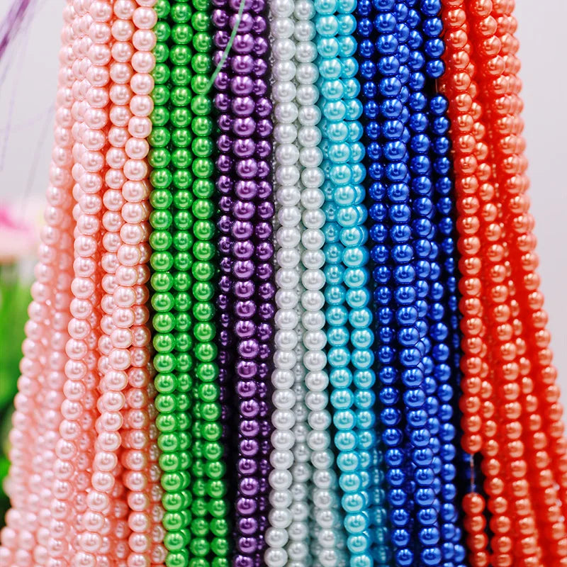 Glass Imitation Pearl 6/810/12mm Handmade Beaded Material Color Straight Hole Pearl
