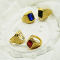 Wholesale Fashion Stainless Steel Islamic Crystal Square Charm Finger Rings for Men Punk Style Wedding