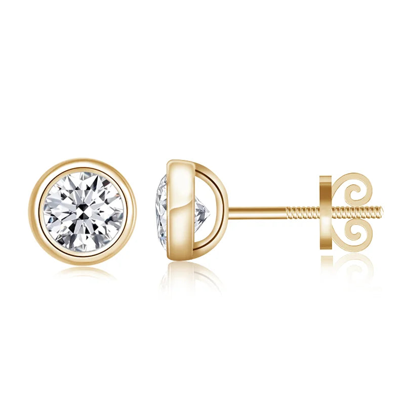 Starsgem 14k Solid Gold Earrings with 6.5mm Heart&arrow 1 Carat Synthetic Moissanite Stone