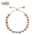 2023 Latest Design Free Size Adjustable Length Slide Chain 6-7mm Purple Baroque Pearl Bracelet Fashion Jewelry