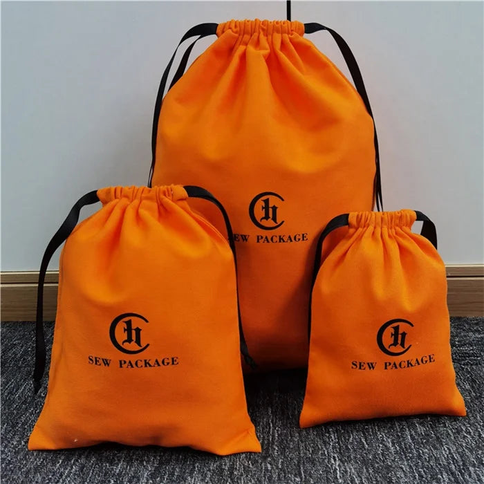 Eco Friendly Custom Logo Gift Packing Twill Cotton Double String Handbag Hat Wallet Belt Drawstring Pouch Bag Shoe Dust Bag