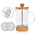 French Press Glasses Home Use French Press Coffee Filter Pot Coffee Filter Cup with Cork Base Tea Brewer
