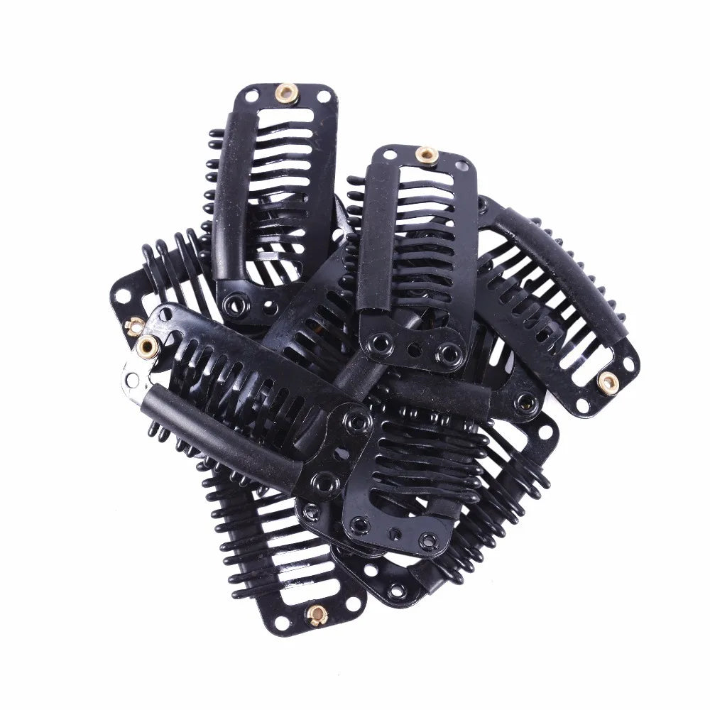 1000pcs/bag  3.2cm Clips 9-Teeth Snap-Comb Wig Clips with Rubber for Hair Extension Wigs Weft Hairpiece DIY Clips