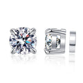 S925 Sterling Silver Moissanite Earrings for Men Women Ear-Less Four-Claw Design Magnetic Cure Geometric Anniversary Parties