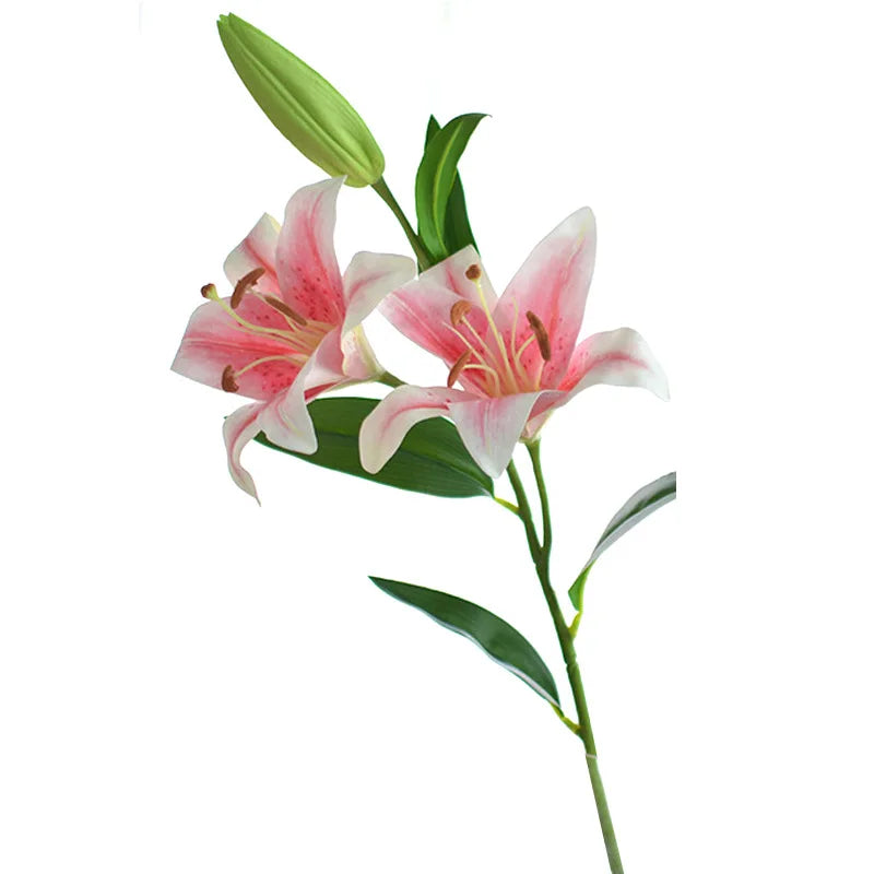 C175  Artificial Lily Wedding Bride Holding Flower Bouquet Silk Flowers Home Living Room  Decoration Ornament Office Desk Lilly