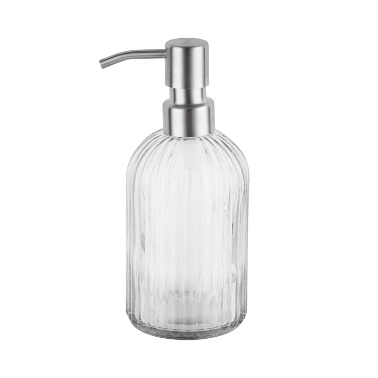 Longan Bathroom Soap Dispenser With Clear Glass Bottle Rust Proof Stainless Steel Pump Refillable Liquid Hand Soap Dispenser