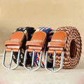 New Style Men's and Women's Casual Canvas Elastic Belts With Pin Buckles Alloy Buckle Material