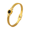 Roman Numerals Zircon Acrylic Round Bracelet for Women with 18K Gold Plated Stainless Steel Customizable Color