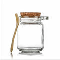 8.5 oz 250ml Empty Glass Bath Salt Season Jars Glass Honey Food Storage Jars with Cork Stopper Wood Spoon