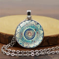Custom Mandala Yoga Time Gem Necklace Glass Pendant Retro Necklace