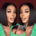 Vietnamese Raw Hair Double Drawn Bone Straight Wig Glueless Lace Short Bob Human Hair Closure Wig for Black Women