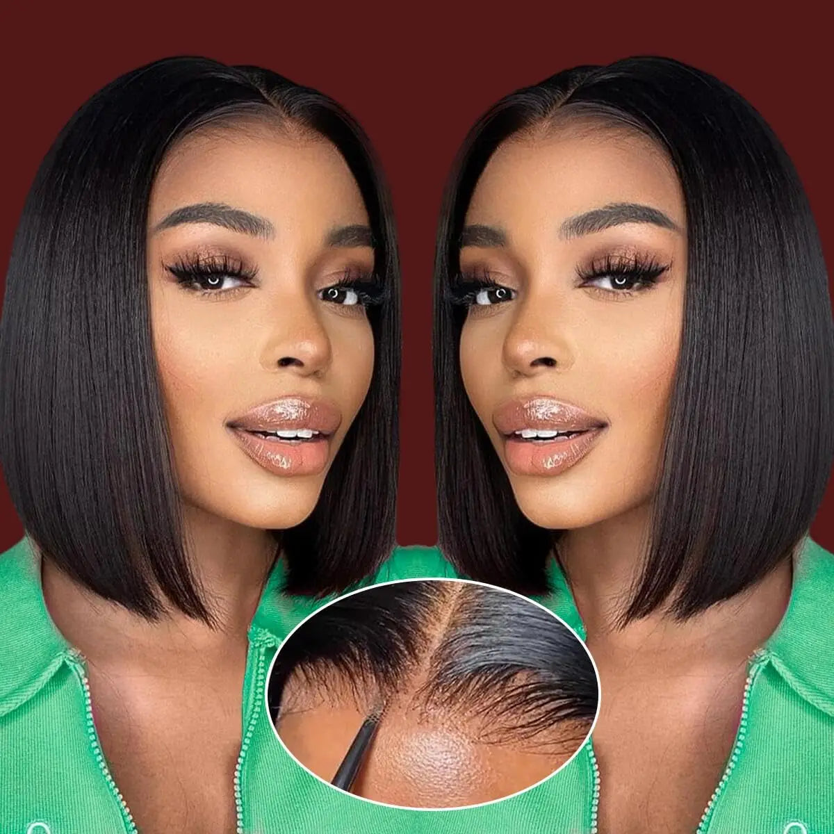 Vietnamese Raw Hair Double Drawn Bone Straight Wig Glueless Lace Short Bob Human Hair Closure Wig for Black Women