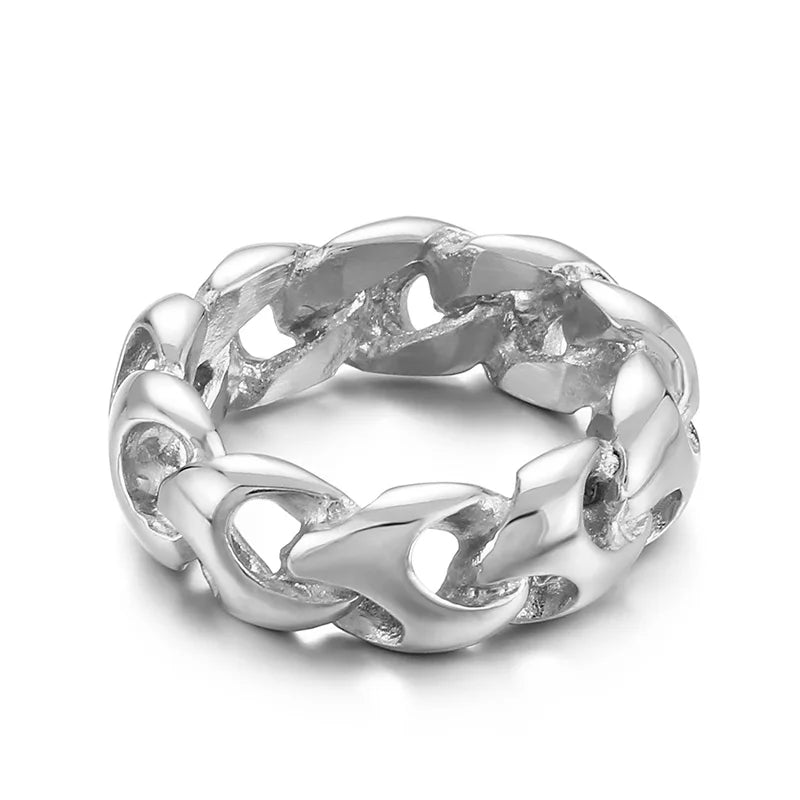 KALEN Unisex Vintage Gold/Silver/Black Stainless Steel Link Design Jewelry Rings