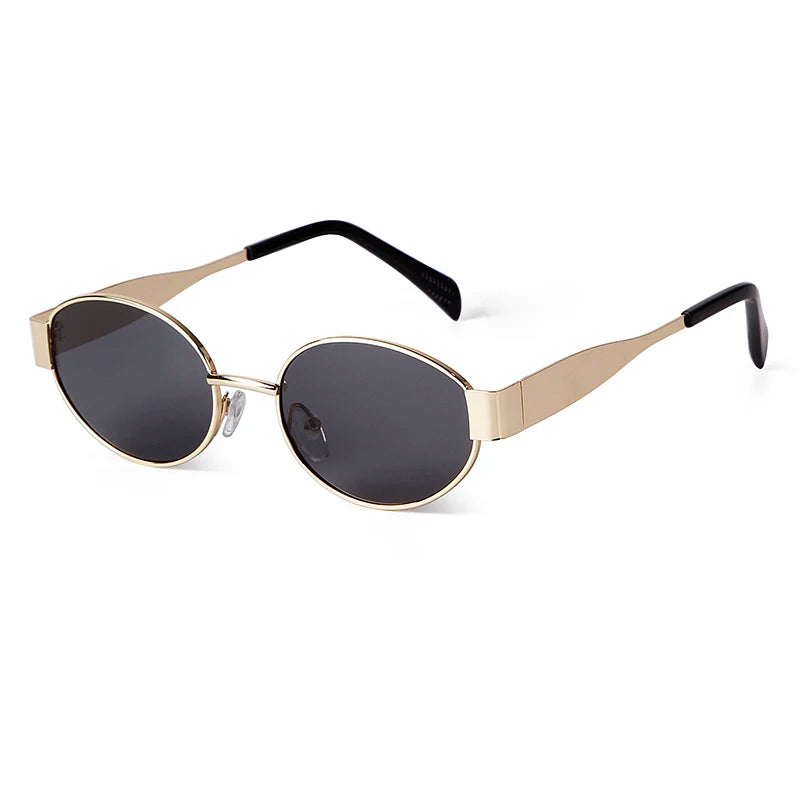 Lucky Hot Selling Fashion Vintage Gold Oval Metal Frame Sun Glasses Men Women Retro Shades Custom LOGO Designer Brand Sunglasses