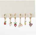 Dreamshow CZ Opal Stone Cute Fruit Charm Small Hoop Earrings Korean Earring Sets