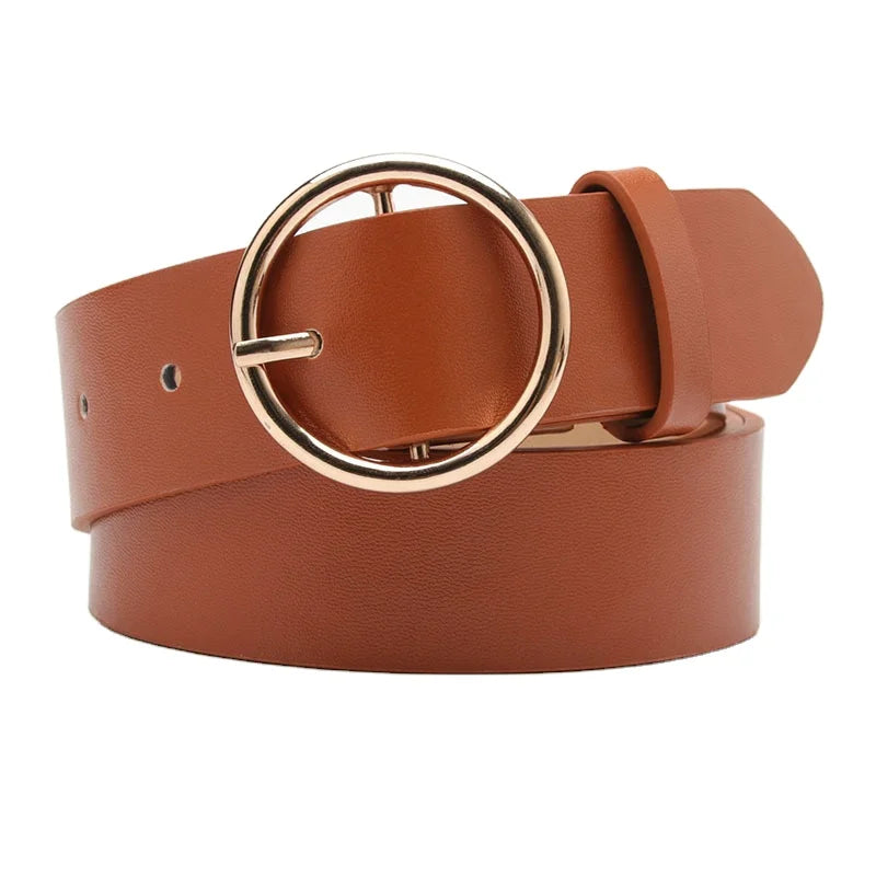 Women's Fully Adjustable Casual Jeans Belt With Rounded Buckle