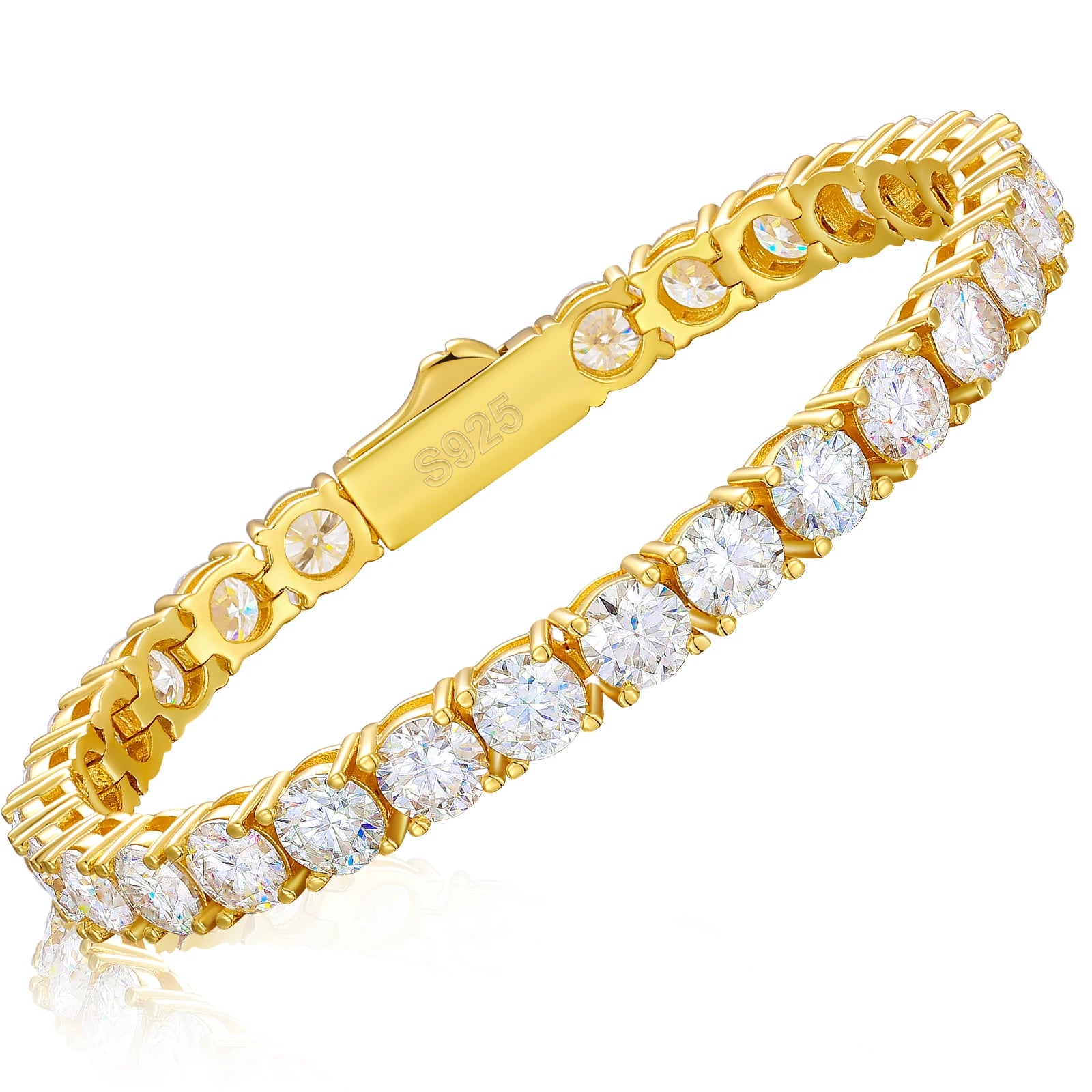 Women Jewelry Spring Buckle 925 Silver VVS Moissanite Cluster Tennis Bracelet Iced Out Lab Grown Diamond Tennis Bracelet for Men