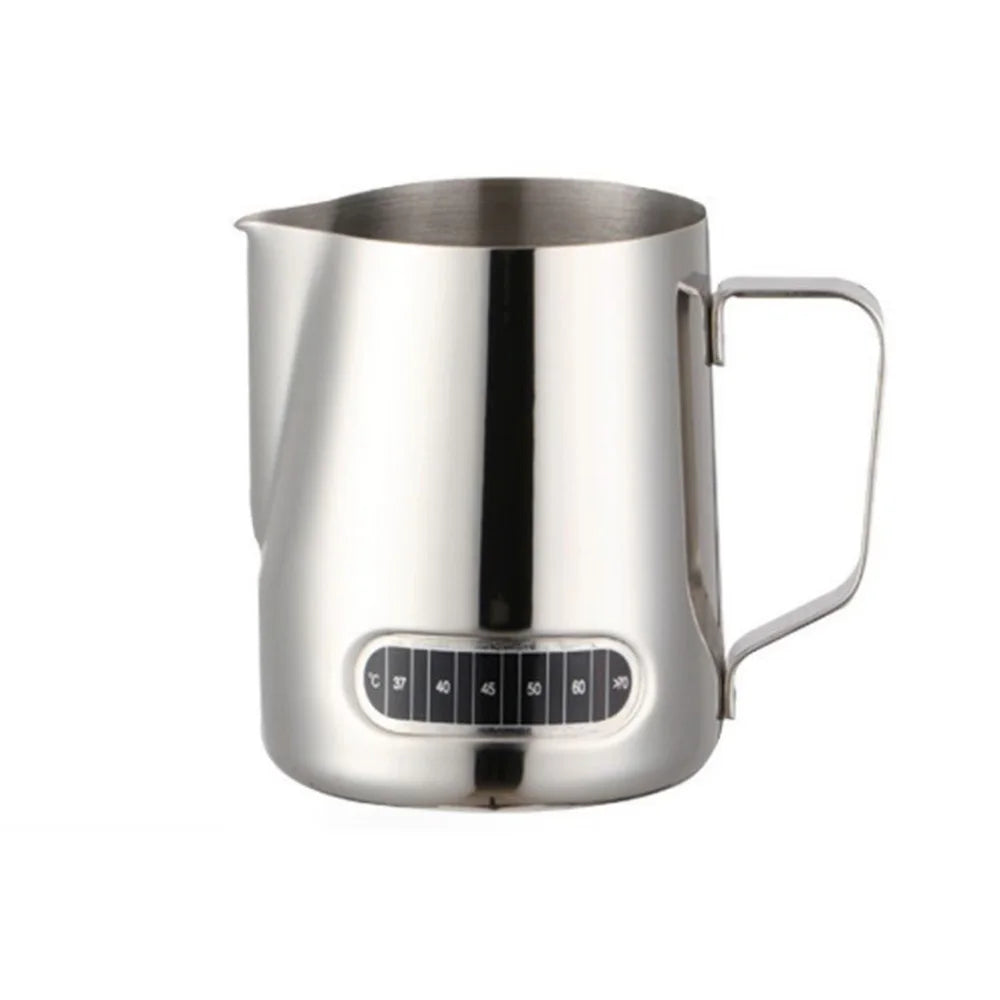 Wholesale High Quality 600 ml Espresso Coffee Milk Frothing Pitcher Jug Customize 304 Stainless Steel Milk Jug With Thermometer