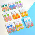 Simple Geometric Dangle Earrings Multicolor Acrylic Earrings Beautiful Floral Pattern Earrings for Women Girls