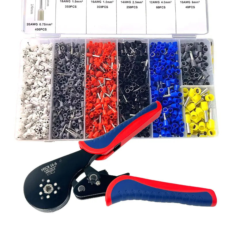 End Sleeves Tube Tubular Ratchet Terminal Crimper Wire Ferrules Cord End Hand HSC8 16-4 Crimping Tool Pliers Kits